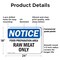 Signmission Food Preparation Area Raw Meat Only, 24 in W x Rectangle, Plastic OS-2PACK-NS-P-1824-L-15715 - alternate 4